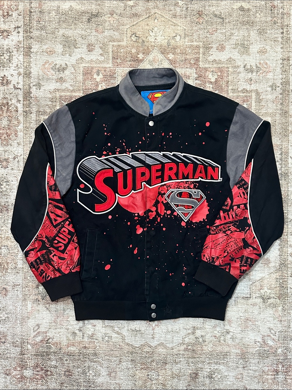 Mens Small Superman Man of Steel DC Comics Jeff Hamilton Jacket